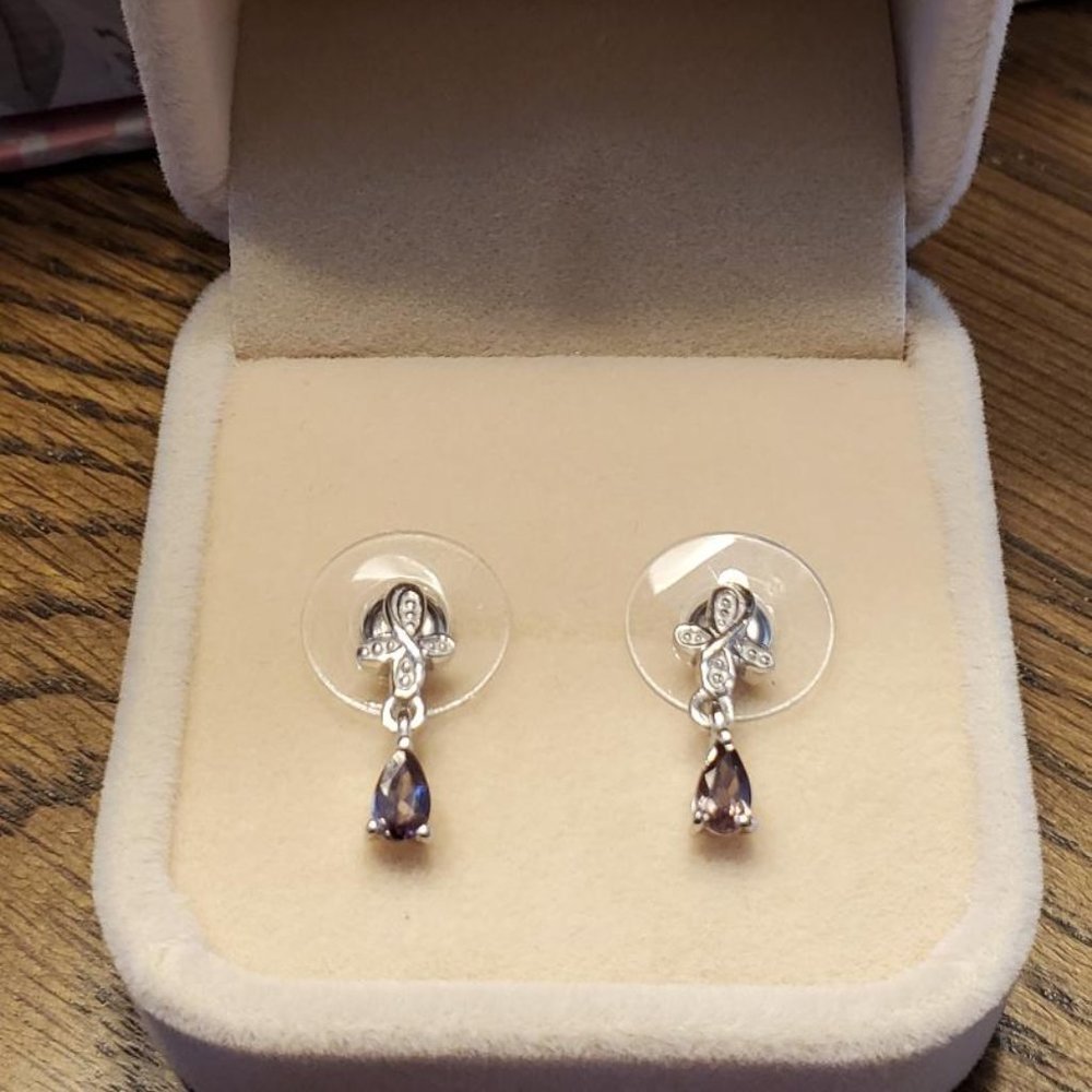AA Color change Garnet drop earrings in Platinum